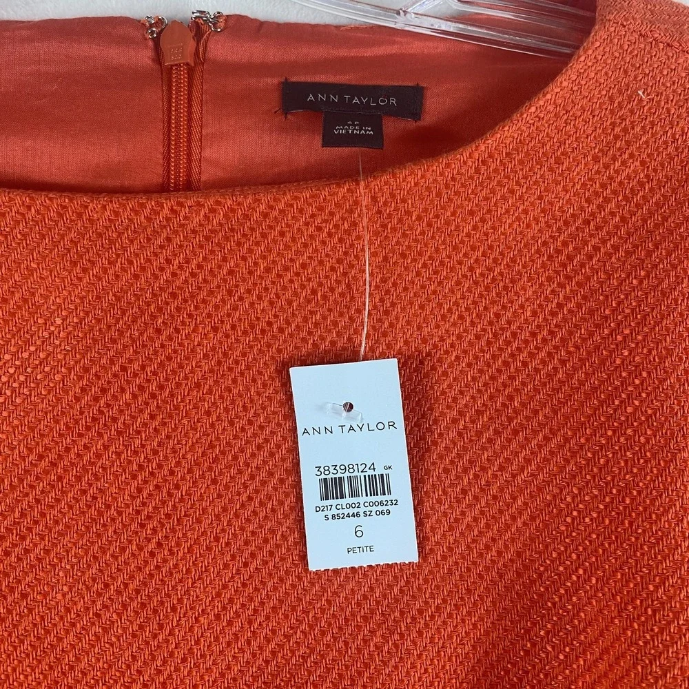 NWT Ann Taylor Knit Dress Women Sz 6 Petite Orange Belt Knee Length Office Work - Picture 6 of 15